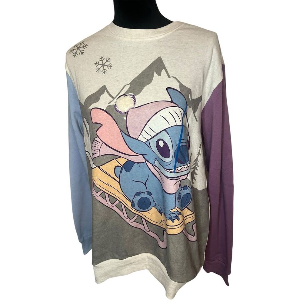 NWT Disney Women's Stitch Sledding Fleece Sweatshirt Size‎ L Multicolor - Picture 5 of 9